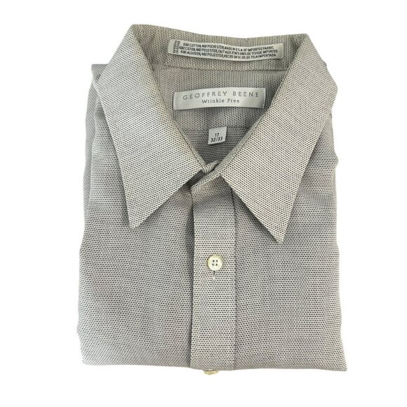 Geoffrey Beene Men's Vintage Gray Long Sleeve Shirt Size 17 32-33 - Picture 2 of 9